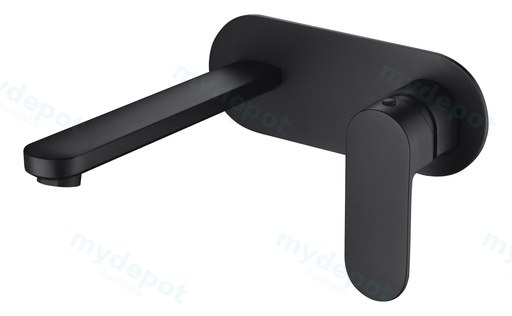 Cora Ellipse Handle Matt Black Wall Basin Mixer Lead Free