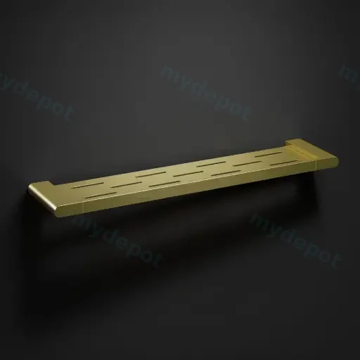 Cora Round Cornered Rectangle Cosmetic Shelf Brushed Gold