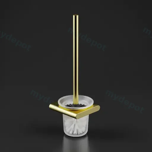 Cora Round Cornered Rectangle Toilet Brush Holder Brushed Gold
