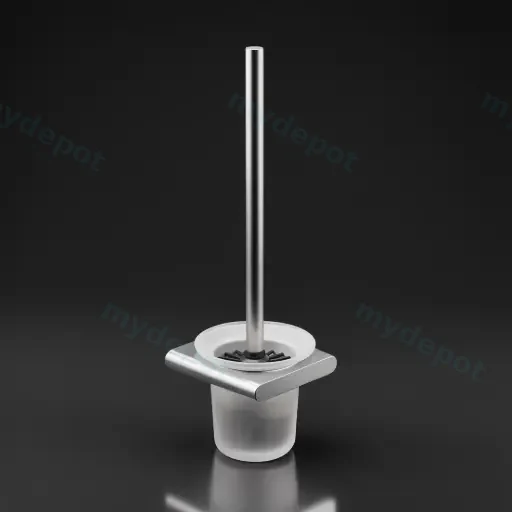 Cora Round Cornered Rectangle Toilet Brush Holder Brushed Nickel