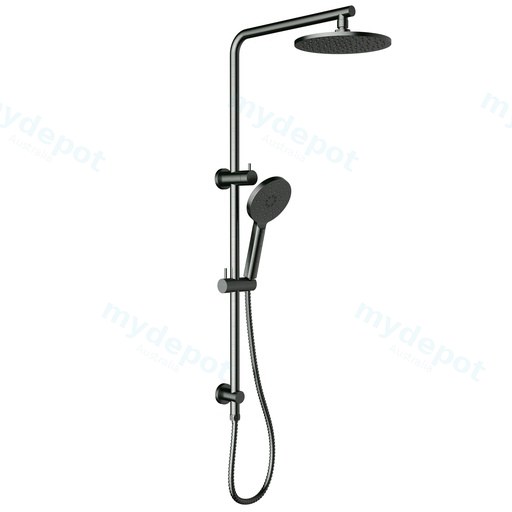 Cora Round Multi-function Shower Set Gun Metal,200mm Plastic Shower Head