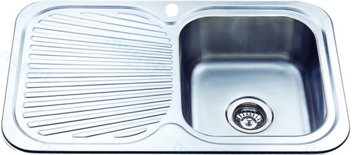 Cora Single Bowl Single Drainer Sink Abovemount One Tap Hole Right Hand Bowl 780 x 480 x 170mm(304 Stainless Steel)