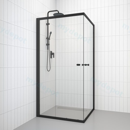 Corner Entry Double Slider Shower Screen Chrome Fittings 875x875mm