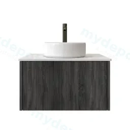 600mm Customised Kiama One Drawer Plywood Wall Hung Vanity Cabinet Only Dark Grey