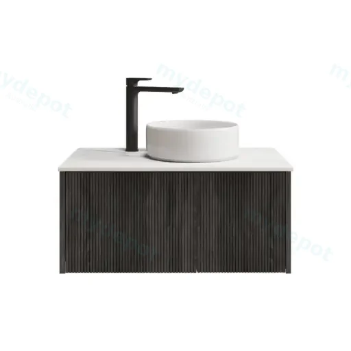 800mm Customised Kiama Plywood One Door One Drawer Wall Hung Vanity Cabinet Only Dark Grey