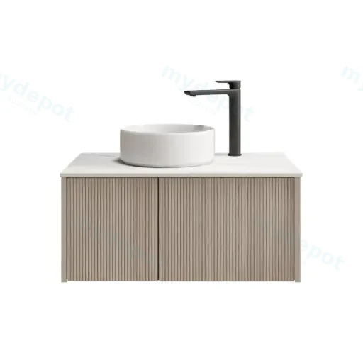 800mm Customised Kiama Plywood One Door One Drawer Wall Hung Vanity Cabinet Only Coastal Oak