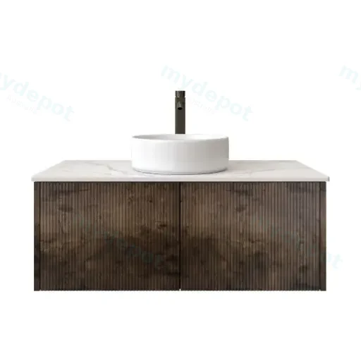 900mm Customised Kiama Two Drawers Plywood Wall Hung Vanity Cabinet Only Dark Oak