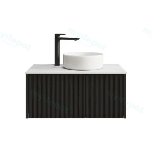 800mm Customised Kiama Plywood One Door One Drawer Wall Hung Vanity Cabinet Only Matte Black