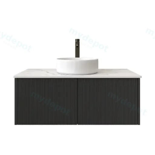 900mm Customised Kiama Two Drawers Plywood Wall Hung Vanity Cabinet Only Matte Black