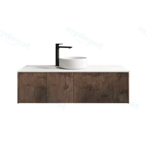 1200mm Customised Kiama Two Doors and One Drawer Plywood Wall Hung Vanity Cabinet Only Dark Oak