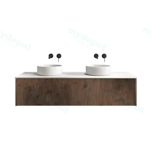 1500mm Customised Kiama Three Drawers Plywood Wall Hung Vanity Cabinet Only Dark Oak