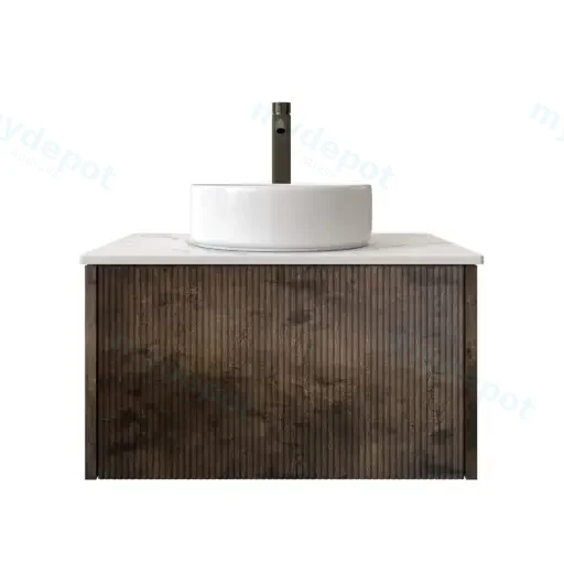 600mm Customised Kiama One Drawer Plywood Wall Hung Vanity Cabinet Only Dark Oak