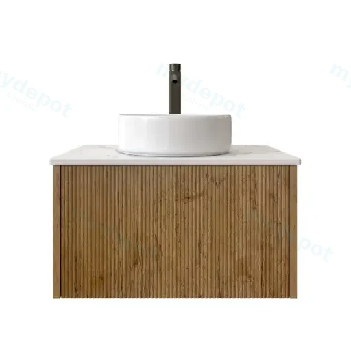 600mm Customised Kiama One Drawer Plywood Wall Hung Vanity Cabinet Only Prime Oak