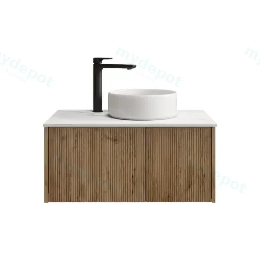 800mm Customised Kiama Plywood One Door One Drawer Wall Hung Vanity Cabinet Only Prime Oak