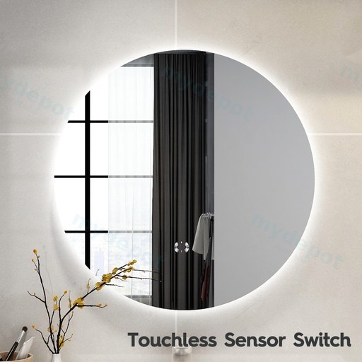 600mm Round 3 Color Backlit LED Mirror With Touchless Sensor Switch
