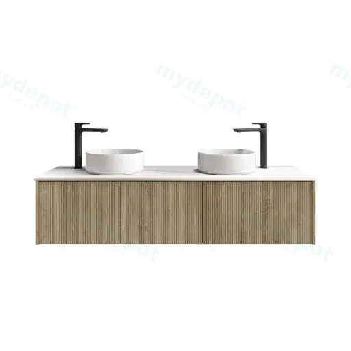1500mm Customised Kiama Three Drawers Plywood Wall Hung Vanity Cabinet Only White Oak
