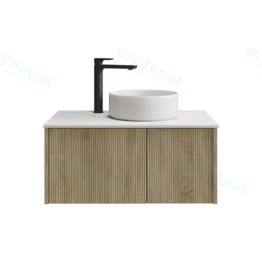 800mm Customised Kiama Plywood One Door One Drawer Wall Hung Vanity Cabinet Only White Oak