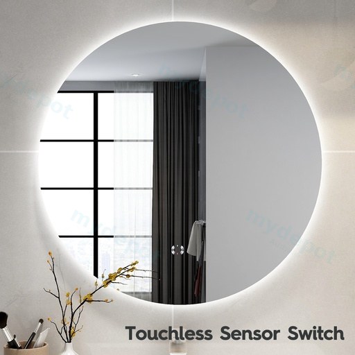750mm Round 3 Color Backlit LED Mirror With Touchless Sensor Switch