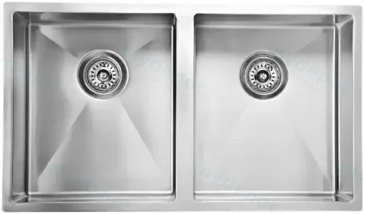 Eden Above / Undermount Double Bowl Sink R10 Corner 760 x 440 x 200mm(304 Stainless Steel)