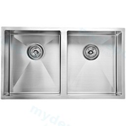 Eden Double Bowl Undermount Sink 720mm  (R10 Corner,93 degree) 304 Stainless Steel