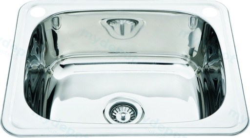Single Bowl Laundry Sink 555x455mm Abovemount Two Tap Hole (304 Stainless Steel)