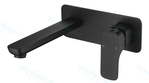 Eden Round Cornered Rectangle Handle Wall Basin Mixer Matt Black Lead Free