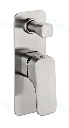 Eden Round Cornered Rectangle Handle Wall Mixer With Diverter Brushed Nickel Lead Free