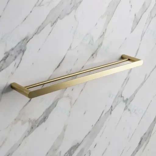 Esperia Brushed Yellow Gold Double Towel Rail 600mm