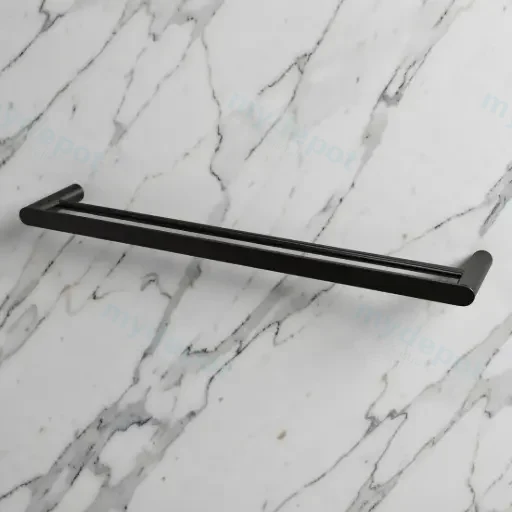 Esperia Matte Black Double Towel Rail 600mm