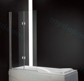 Frameless Over Bath Screen Double Swing Panel 945*1420mm 6mm Toughened Glass(Chrome)
