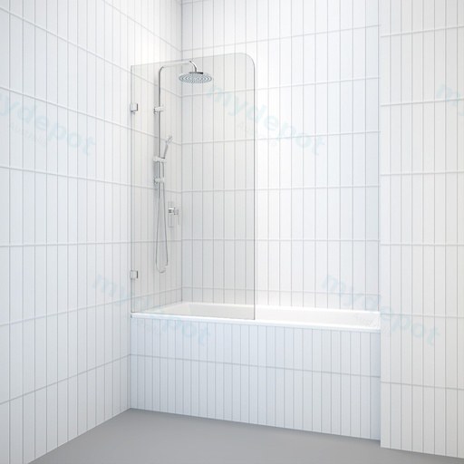 Frameless Over Bath Shower Screen Fixed Panel 775*1420mm 6mm Toughened Glass(Chrome)