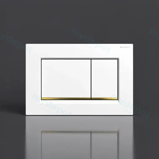 Geberit Sigma30 White Plate With Gold Trim