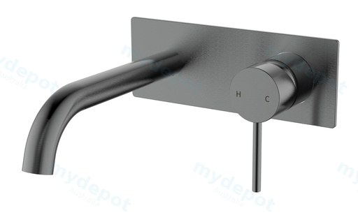 Hali Gunmetal Wall Basin Mixer With Curved Spout Lead Free