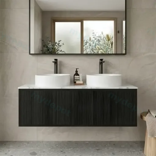 Kiama 1200mm Bottega Oak One Left Drawer One Right Door Wall Hung Vanity Cabinet Only