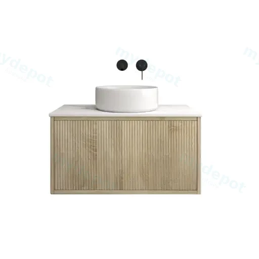 Kiama 750mm White Oak One Drawer Narrow Wall Hung Vanity Cabinet Only
