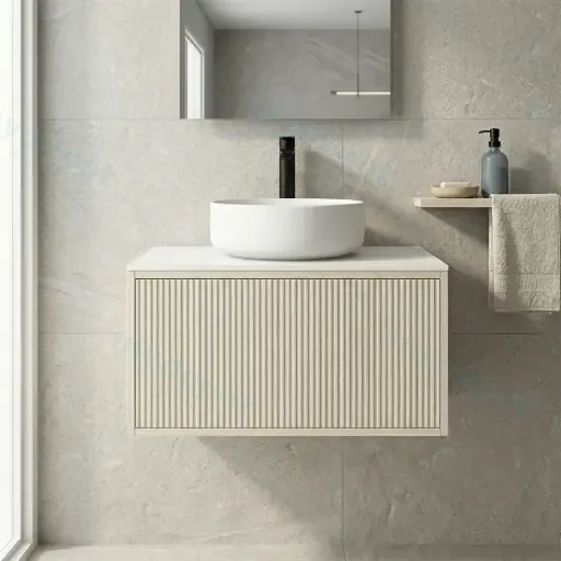 Kiama 750mm Coastal Oak One Drawer Wall Hung Vanity Cabinet Only