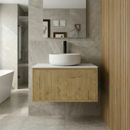Kiama 750mm Prime Oak One Drawer Wall Hung Vanity Cabinet Only