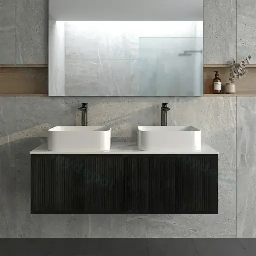 Kiama Slim 1200mm Bottega Oak One Left Drawer One Right Door Narrow Wall Hung Vanity Cabinet Only