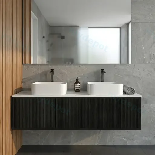 1500mm Kiama Bottega Oak Midder Door Narrow Wall Hung Vanity Cabinet Only
