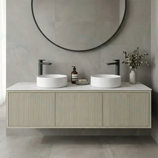 1500mm Kiama Coastal Oak Midder Door Narrow Wall Hung Vanity Cabinet Only