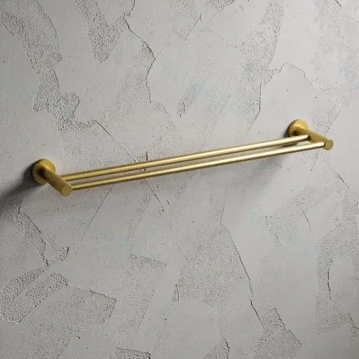 Linie Double Towel Rail 800mm Brushed Gold