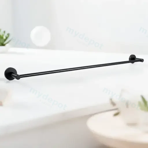 Lucid Pin Round Black Single Towel Rack Rail 790mm