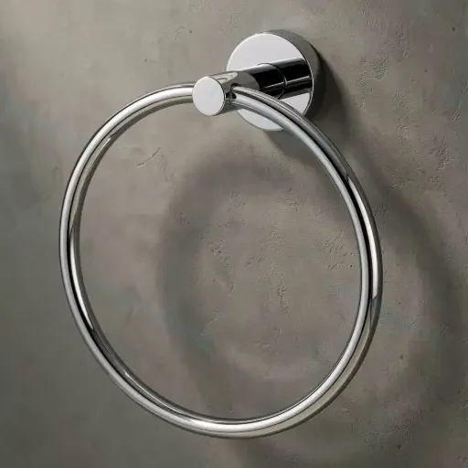 Lucid Pin Round Chrome Hand Towel Ring