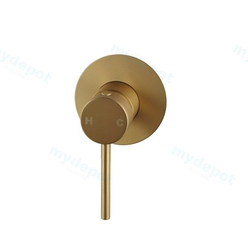 Lucid Pin Round Brushed Gold Shower/Bath Wall Mixer(80mm Cover Plate)
