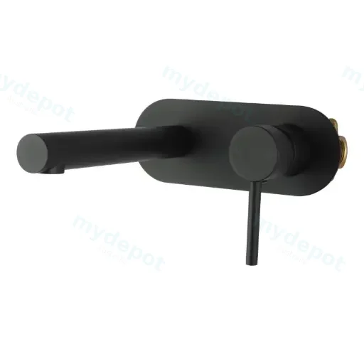 Lucid Pin Round Matte Black Bathtub/Basin Wall Mixer With Spout(Color up)