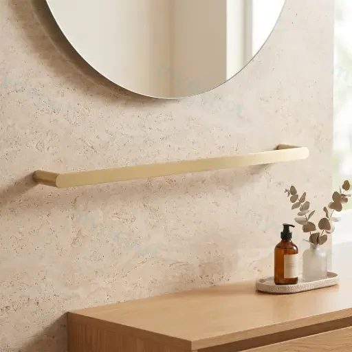 RUSHY Series Brushed Brass Single Towel Rail 600mm