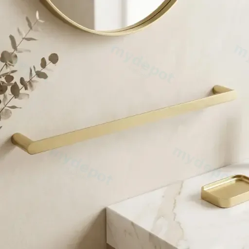RUSHY Series Brushed Brass Single Towel Rail 800mm