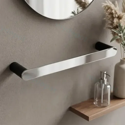 RUSHY Series Black&Chrome Hand Towel 300mm