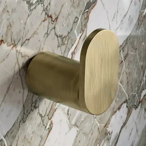 RUSHY Series Brushed Brass Round Robe Hook