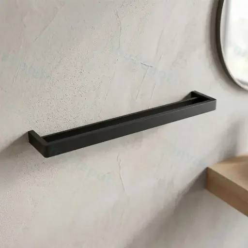 IVANO Series Black Double Towel Rail 600mm